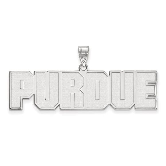 14k White Gold Purdue Large Script Pendant